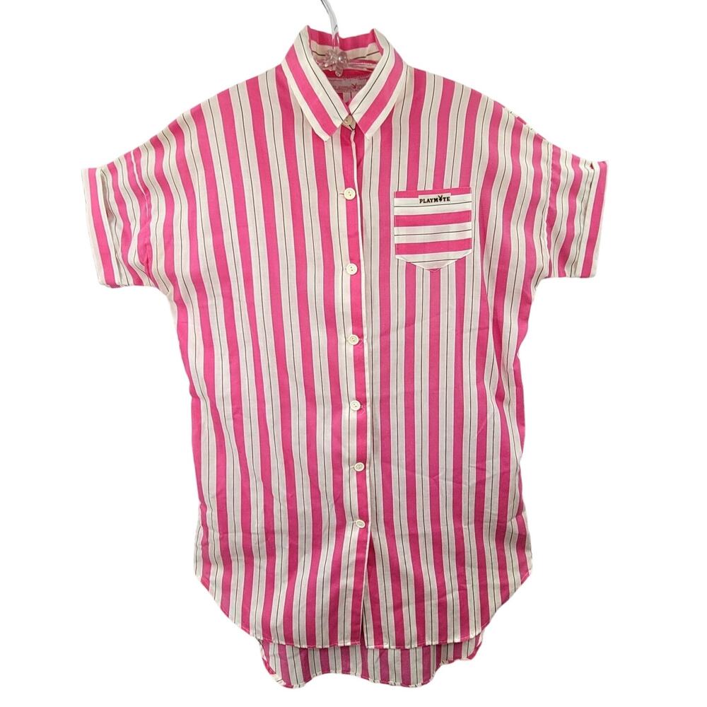 Playmate Vintage Pink Black Stripe Night Dress‎